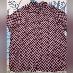 Perry Ellis Navy and Red Floral Shirt